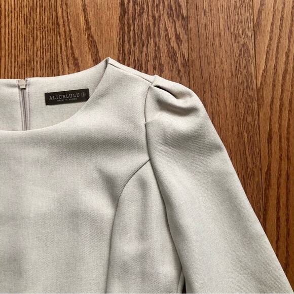 AliceLulu Fit & Flare 3/4 Sleeves Tan Crepe Solid Dress Women’s Size S - Picture 3 of 8